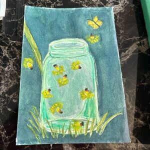 Butterfly and Fireflies Art Print